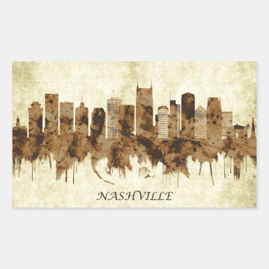 Nashville Tennessee Cityscape Rechthoekige Sticker (Voorkant)