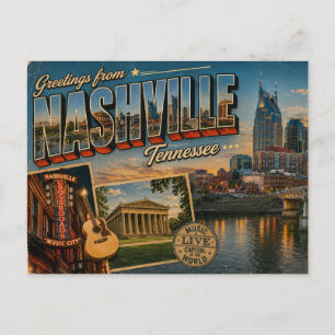 Nashville Tennessee Downtown Ansichtkaart Feestdagenkaart