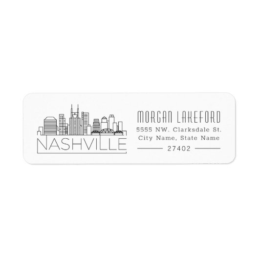 Nashville Tennessee Gestileerde skyline | Etiket (Voorkant)