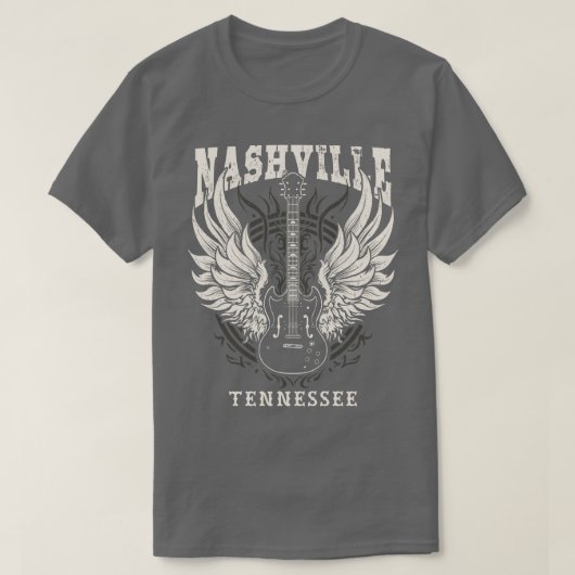 Nashville Tennessee Gitaar Angel Wings T-shirt (Design voorkant)