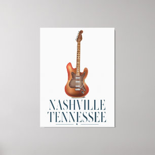 Nashville Tennessee Gitaar reisposter Canvas Afdruk