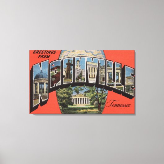 Nashville, Tennessee - Grote Letter-scènes 2 Canvas Afdruk (Voorkant)