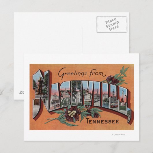 Nashville, Tennessee - Grote letterscènes Briefkaart (Voorkant / Achterkant)