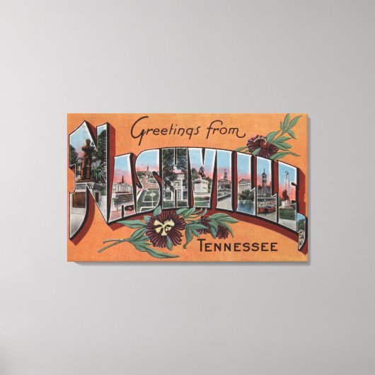 Nashville, Tennessee - Grote letterscènes Canvas Afdruk (Voorkant)
