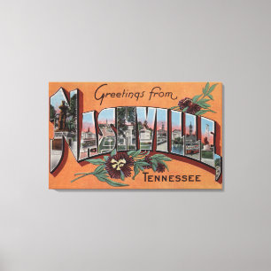 Nashville, Tennessee - Grote letterscènes Canvas Afdruk