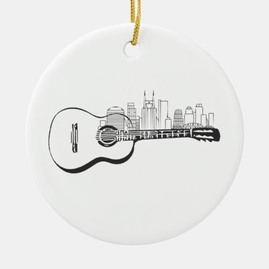 Nashville Tennessee Guitar Skyline Design Keramisch Ornament (Voorkant)