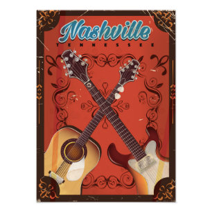 Nashville, Tennessee Guitar vintage poster