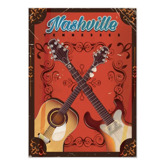 Nashville, Tennessee Guitar vintage poster (Voorkant)