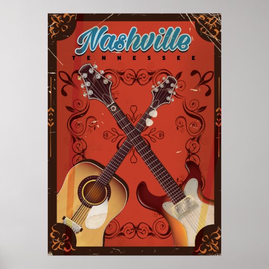 Nashville, Tennessee Guitar vintage poster (Voorkant)