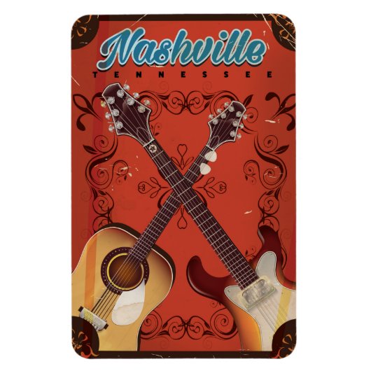 Nashville, Tennessee Guitar vintage poster Magneet (Verticaal)
