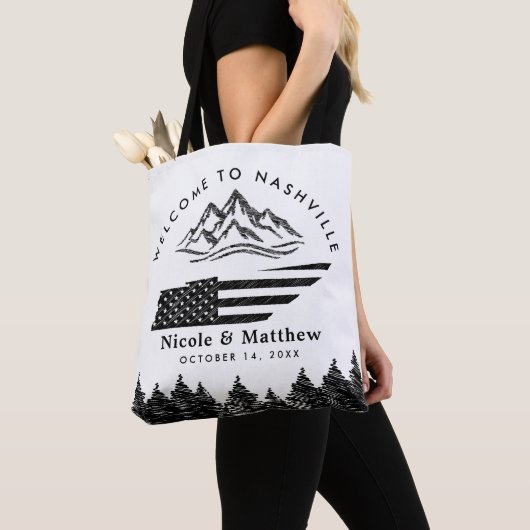 Nashville Tennessee Kaart Berg Bruiloft Welkom Tote Bag (Dichtbij)