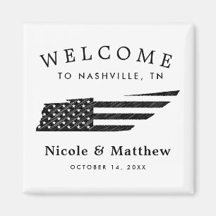 Nashville Tennessee Kaart Minimalistische bruiloft Magneet