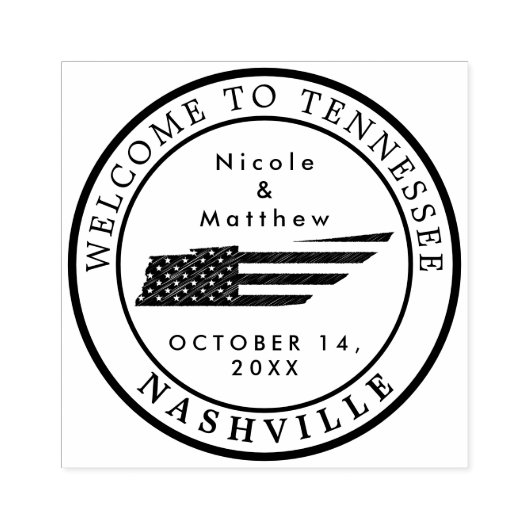 Nashville Tennessee Kaart Minimalistische bruiloft Rubberstempel (Afrduk)