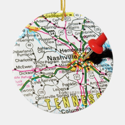 Nashville, Tennessee Keramisch Ornament (Voorkant)