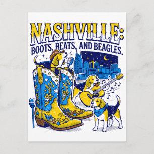 Nashville Tennessee Laarzen Beats en Beagles Briefkaart