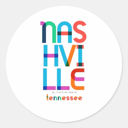 Nashville Tennessee Mid Century, Pop Art, Ronde Sticker (Voorkant)