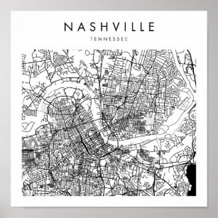 Nashville Tennessee Minimal Modern Street Map Poster