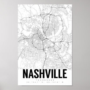 Nashville Tennessee Minimalist Map Art Poster