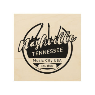 Nashville Tennessee Music City Hout Afdruk