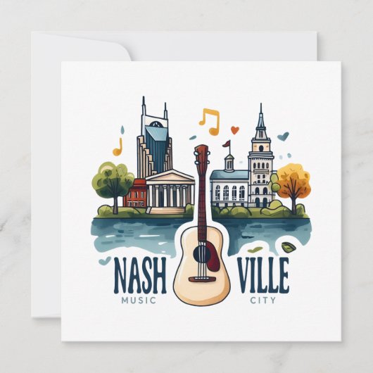Nashville Tennessee Music City Kaart (Voorkant)