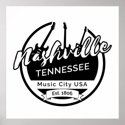 Nashville Tennessee Music City Poster (Voorkant)