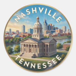 Nashville Tennessee Music City Reis Kunst Ronde Sticker