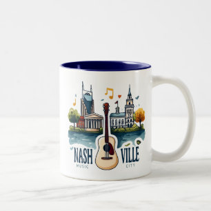 Nashville Tennessee Music City Tweekleurige Koffiemok