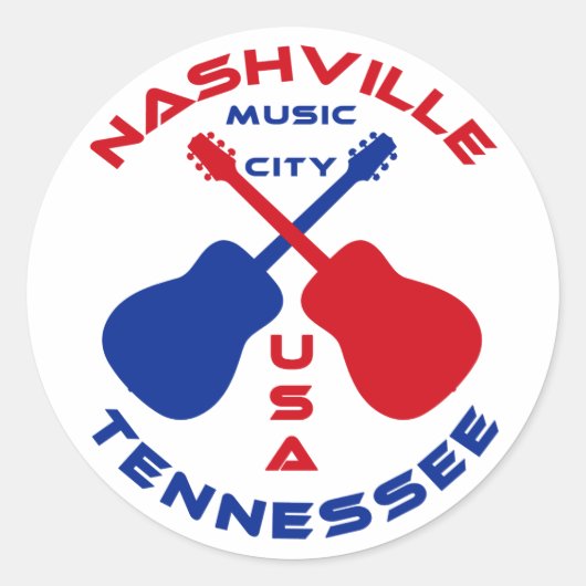 Nashville, Tennessee Music City USA Ronde Sticker (Voorkant)