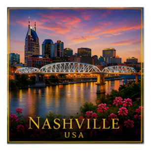 Nashville Tennessee Music City & Zuidelijke Erfgoe Perfect Poster