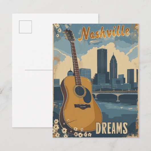 Nashville, Tennessee | Muziek Stad Vintage Briefkaart (Voorkant / Achterkant)