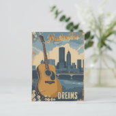 Nashville, Tennessee | Muziek Stad Vintage Briefkaart (Staand voorkant)