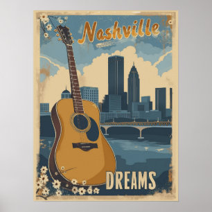 Nashville, Tennessee   Muziek Stad Vintage Poster