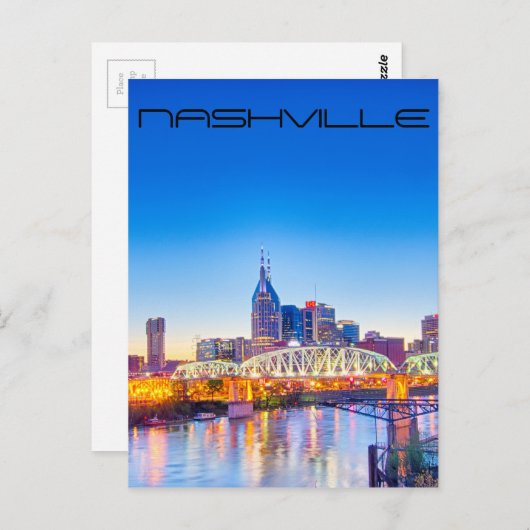 Nashville Tennessee nachtskyline Briefkaart (Voorkant / Achterkant)