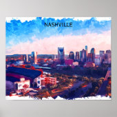 Nashville Tennessee Panorama Uitzicht Poster (Voorkant)