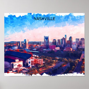 Nashville Tennessee Panorama Uitzicht Poster