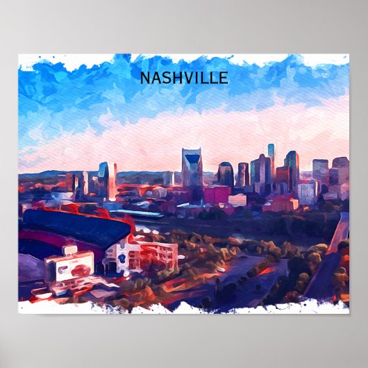 Nashville Tennessee Panorama Uitzicht Poster (Voorkant)