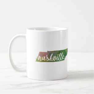 Nashville, Tennessee Roze en groene waterverf Koffiemok