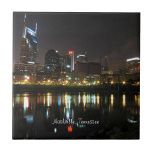 Nashville, Tennessee Silhouet bij Nacht Tegeltje