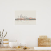 Nashville Tennessee Silhouette Abstracte Kunst Poster (Keuken)