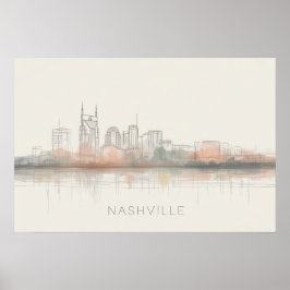 Nashville Tennessee Silhouette Abstracte Kunst Poster