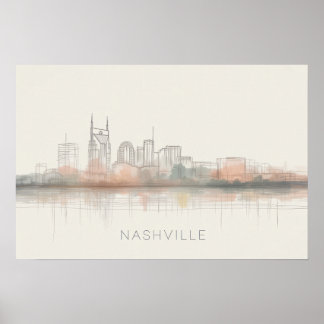 Nashville Tennessee Silhouette Abstracte Kunst Poster