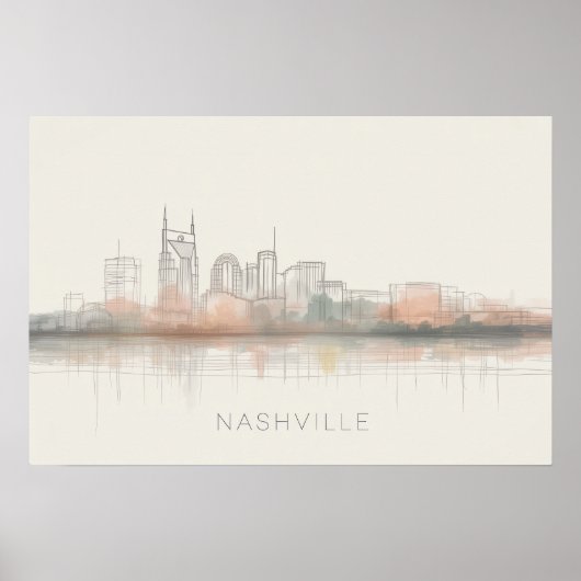 Nashville Tennessee Silhouette Abstracte Kunst Poster (Voorkant)