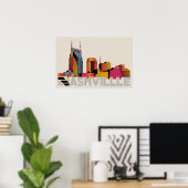 Nashville Tennessee Silhouette Abstracte Kunst Poster (Thuiskantoor)