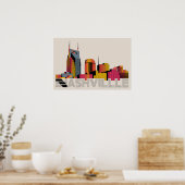 Nashville Tennessee Silhouette Abstracte Kunst Poster (Keuken)
