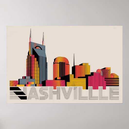 Nashville Tennessee Silhouette Abstracte Kunst Poster (Voorkant)
