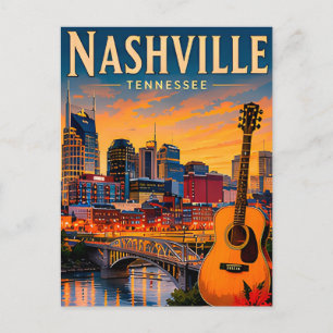🎸 Nashville Tennessee Silhouette En Music Row Briefkaart