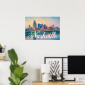 Nashville Tennessee Silhouette Impressionist Poster (Thuiskantoor)
