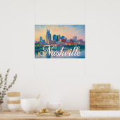 Nashville Tennessee Silhouette Impressionist Poster (Keuken)