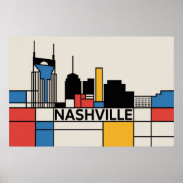 Nashville Tennessee Silhouette Moderne Kunst Poster