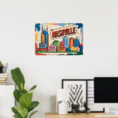 Nashville Tennessee Silhouette Pop Art Print (Thuiskantoor)